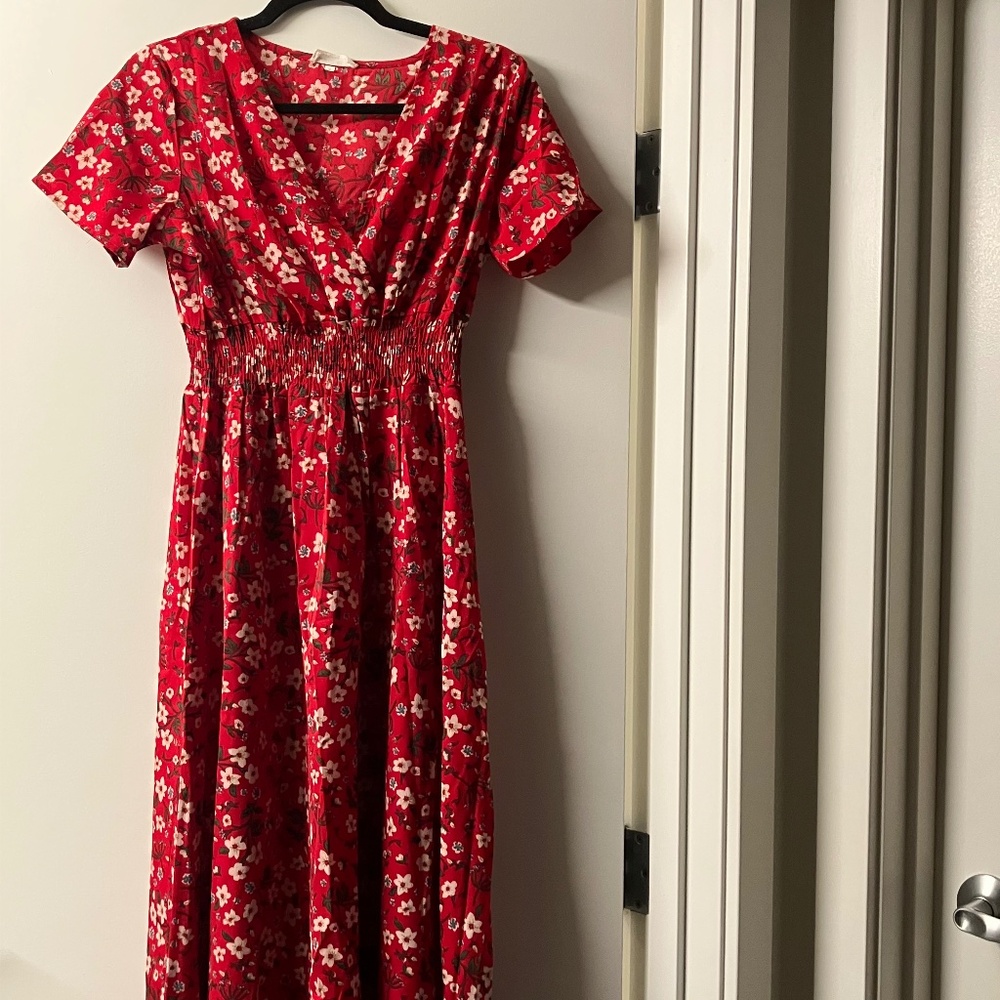 Red floral dress